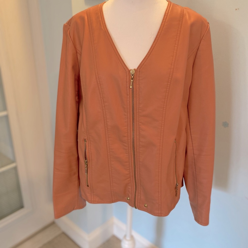 Chico faux leather jacket. Chico Size 2= size 12 color is fleshy pink